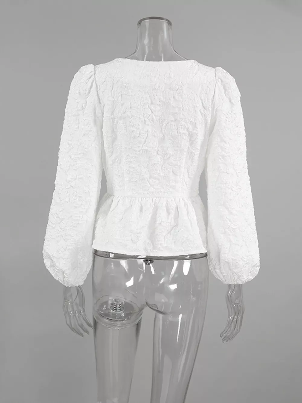 Square Neck Textured Peplum Blouse, image 7