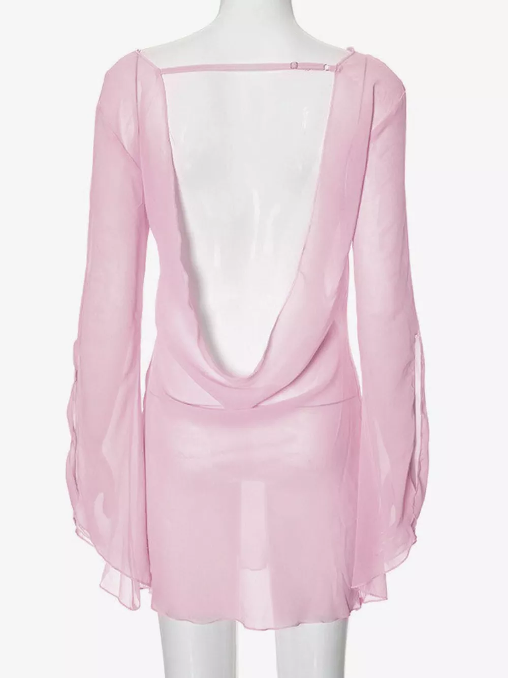 Sheer Chiffon Plunge Mini Dress, image 10