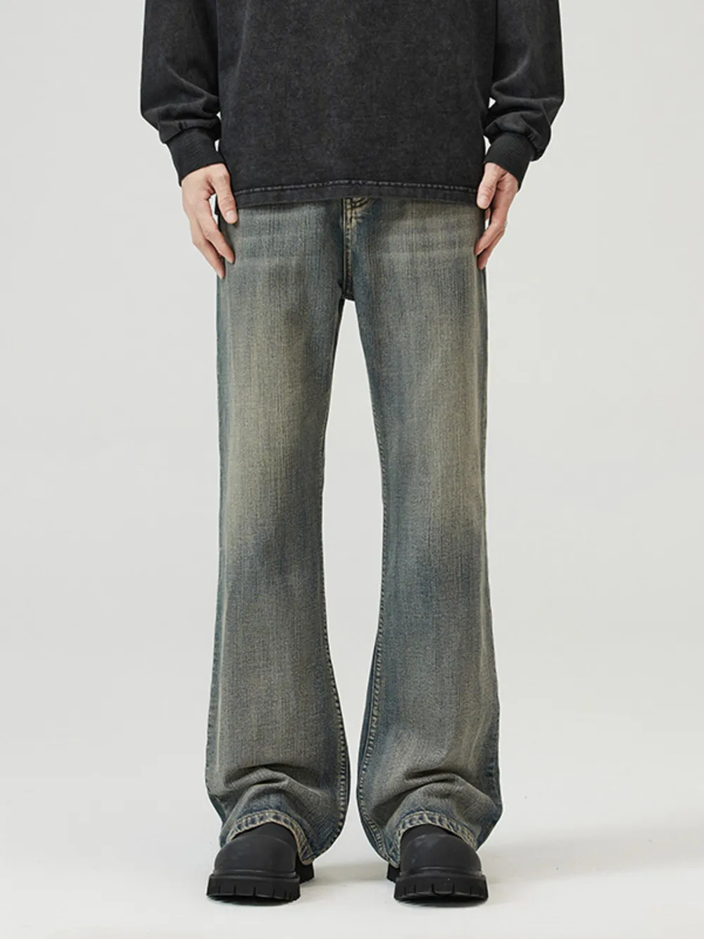 Men's Full Size Vintage Wash Wide Leg Jeans Plus Size, image 3