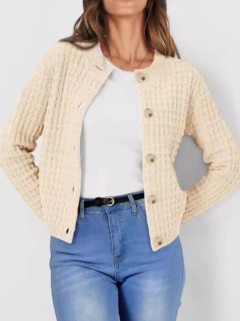 Button-Up Long Sleeve Cardigan, image 2