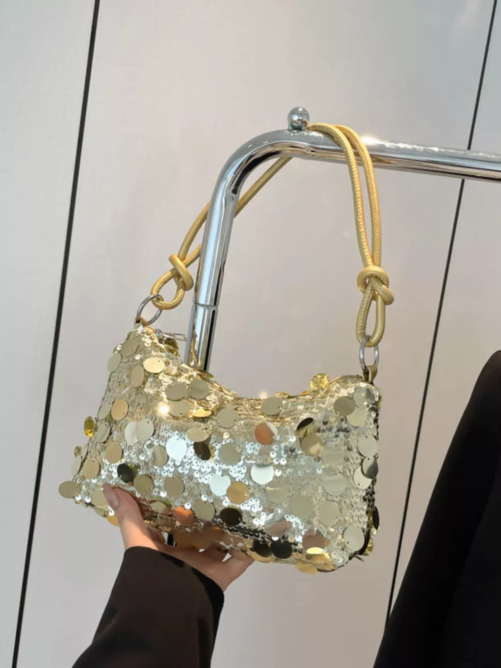 Sequin Embellished Shoulder Bag, image 3