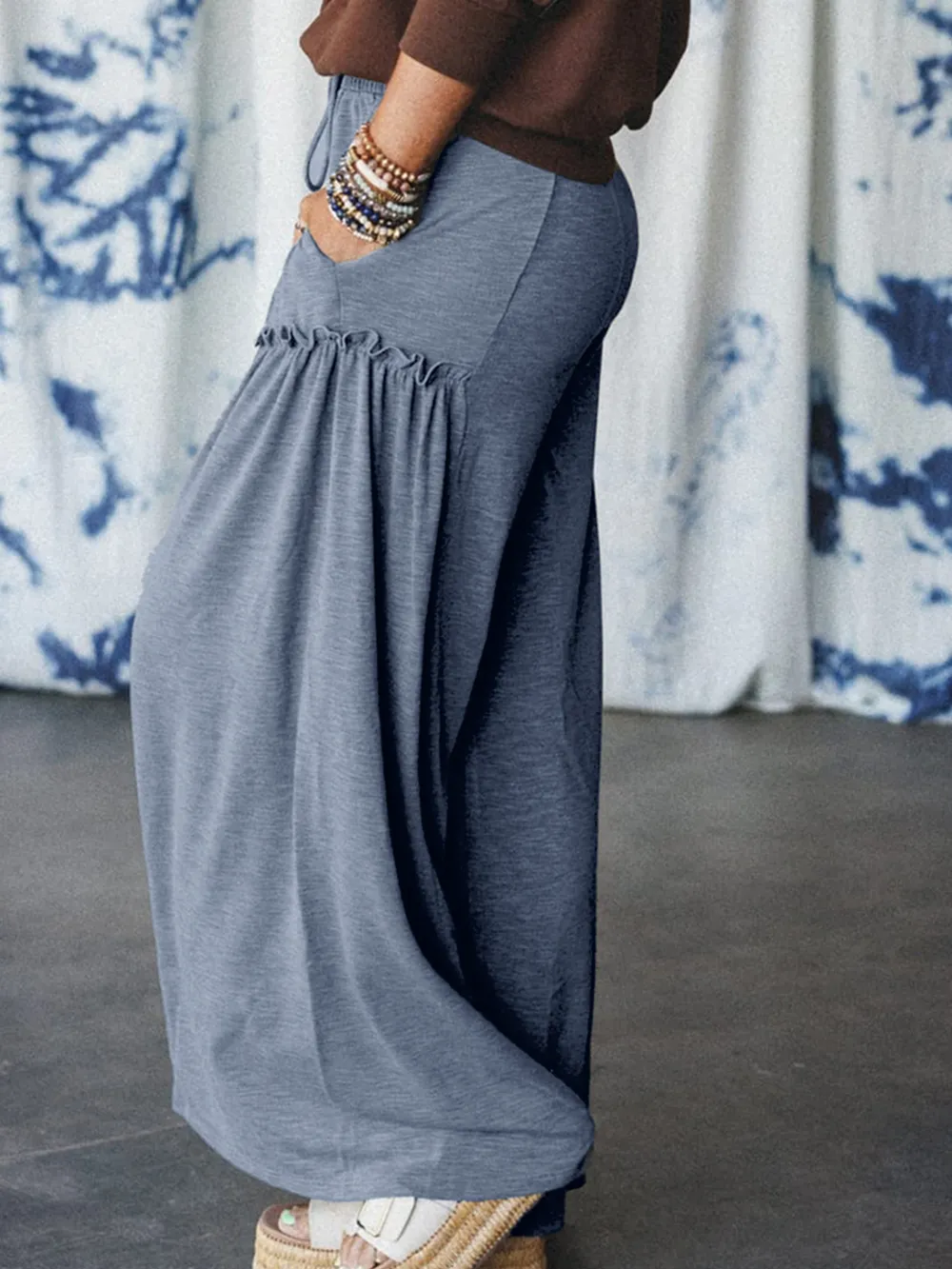 Casual Wide Leg Drawstring Pants, image 4