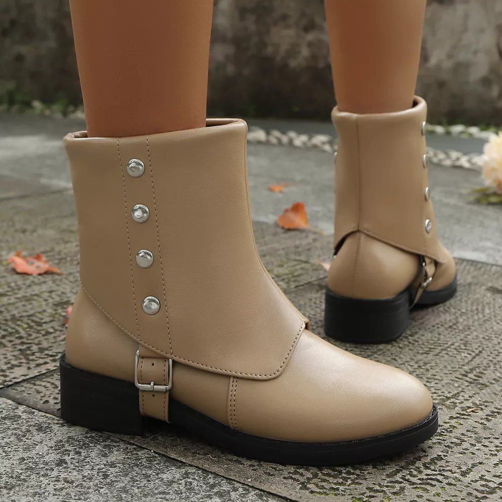 Round Toe Block Heels Boots, image 7