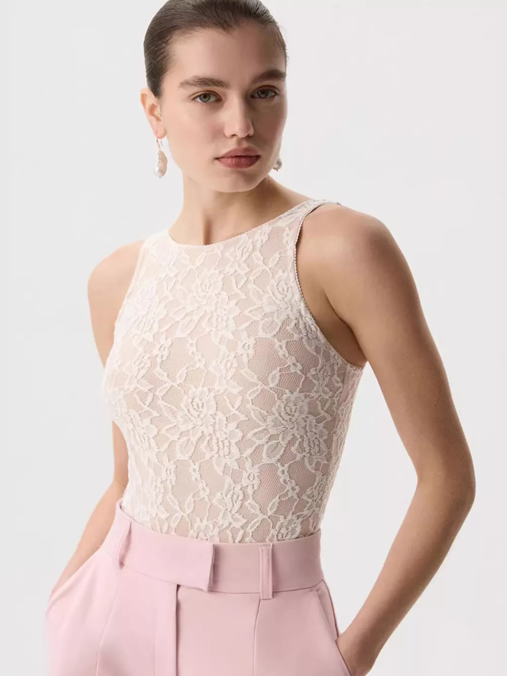Lace Round Neck Long Sleeve Top, image 13