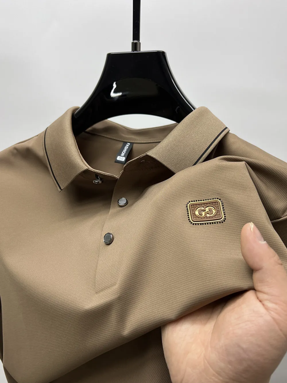 Men's Plus Size Button Detail Short Sleeve Polo, image 8