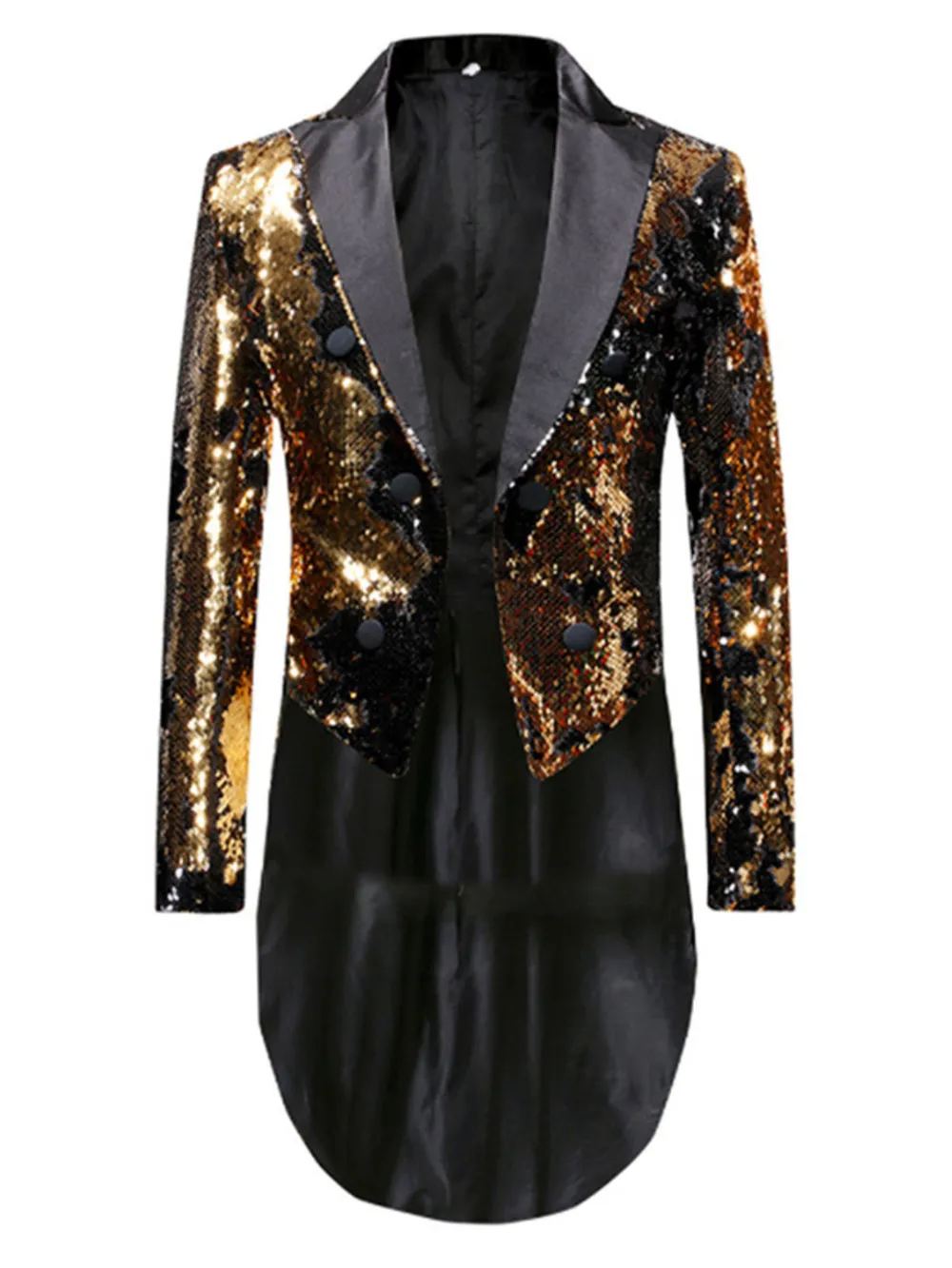 Men's Sequin Long Sleeve Tuxedo Blazer, image 3