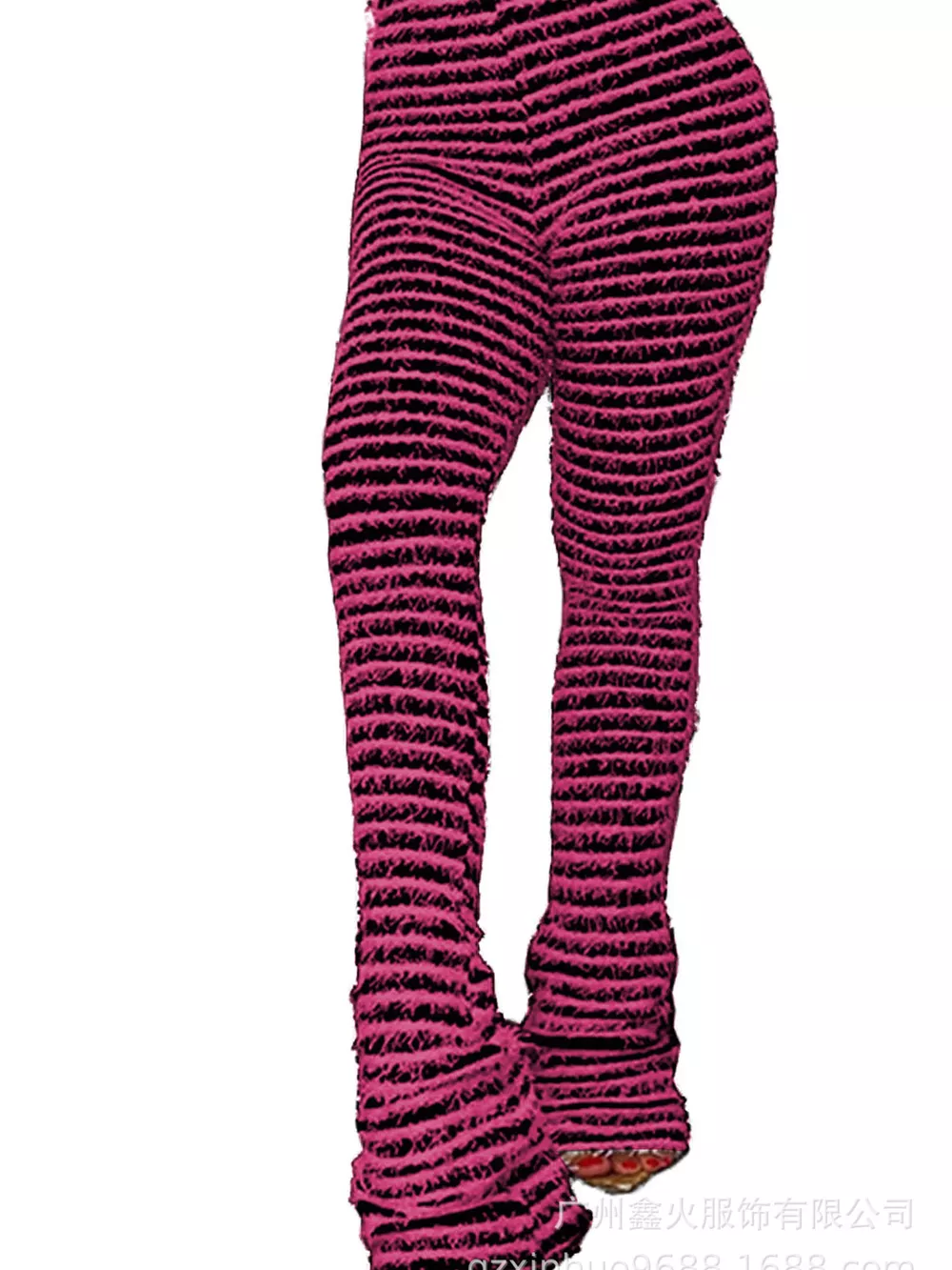 Striped Fuzzy Textured Knit Pants, image 13