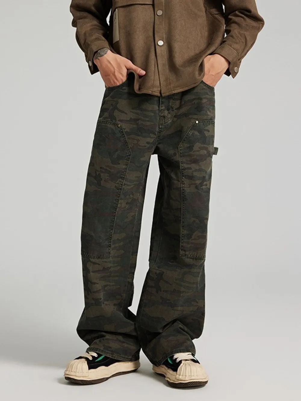 Men's Camouflage Washed Cargo Jeans