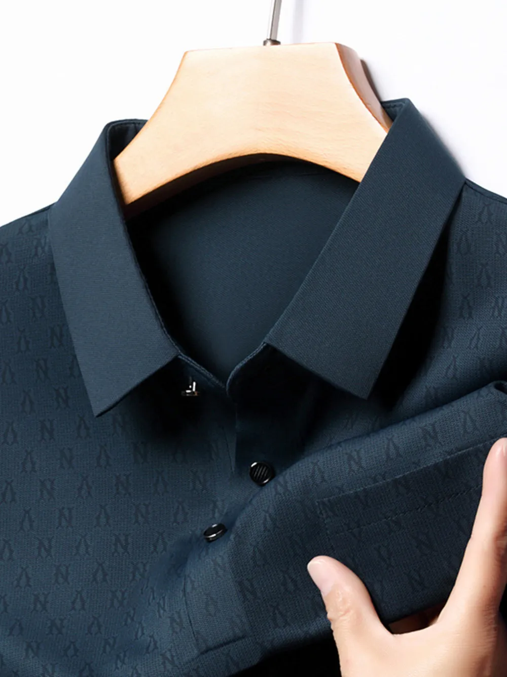 Men's Plus Size Textured Short Sleeve Casual Polo Shirt, image 5