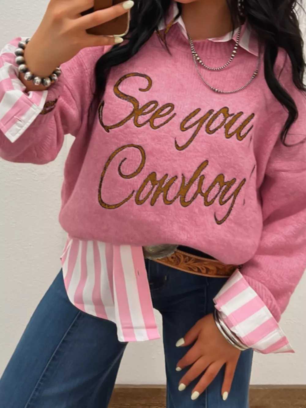 See You Cowboy Round Neck Sweater, image 3