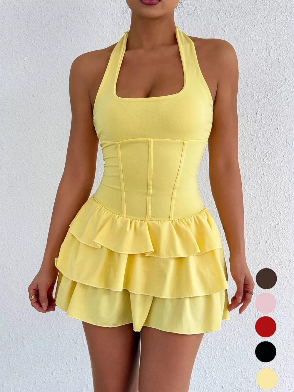 Halter Neck Ruffle Layered Dress, image 4