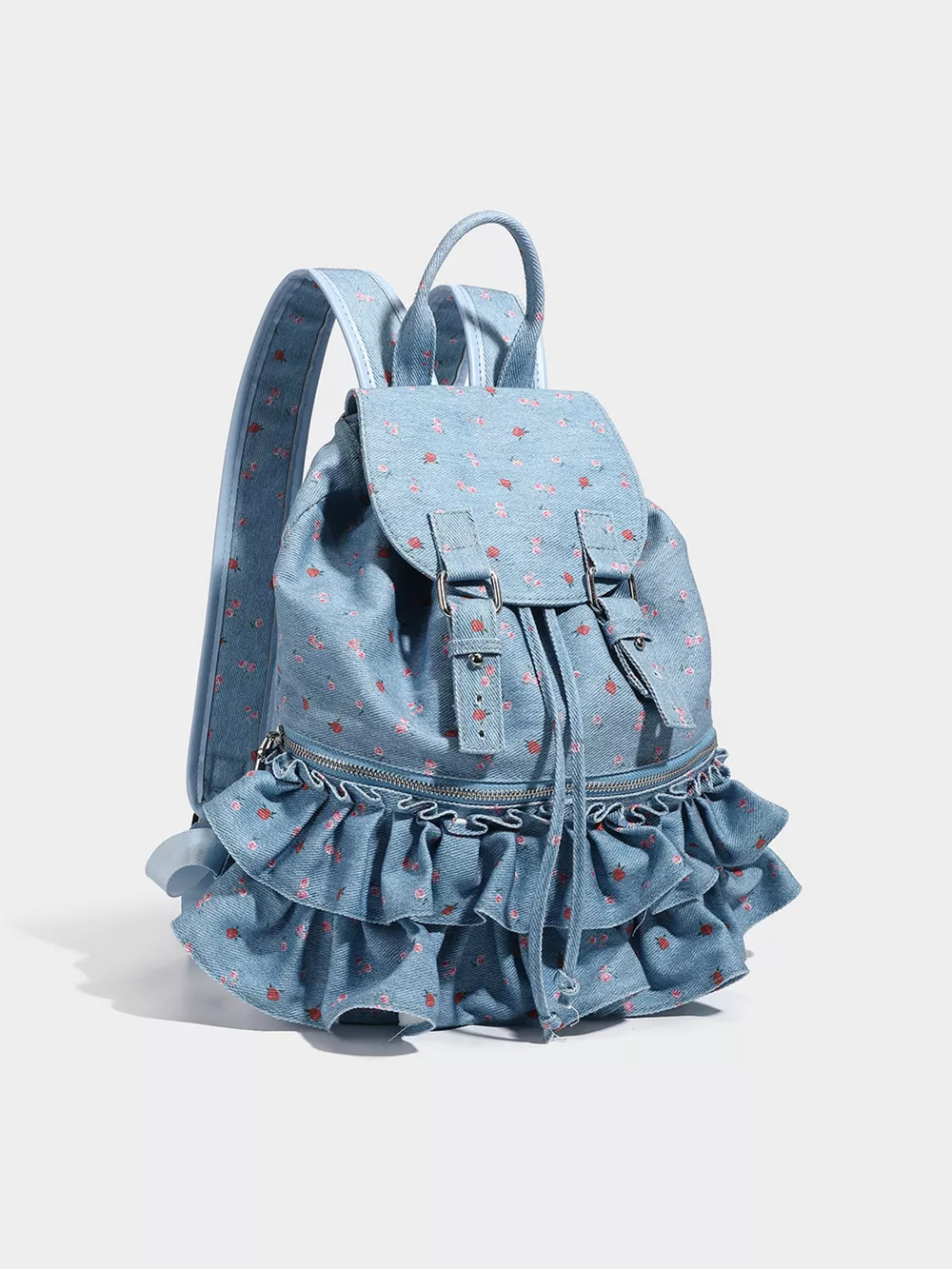 Floral Ruffle Backpack Bag, image 4