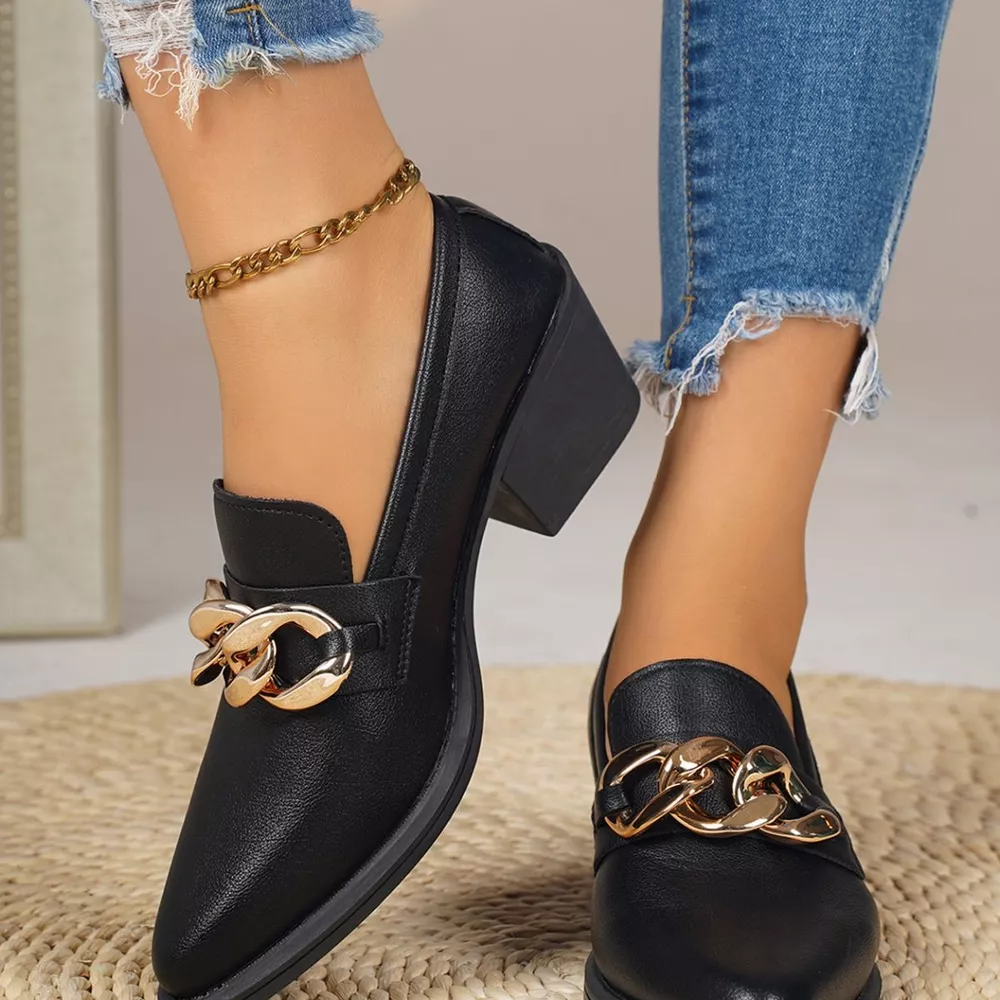 Point Toe Block Heels Loafers, image 9
