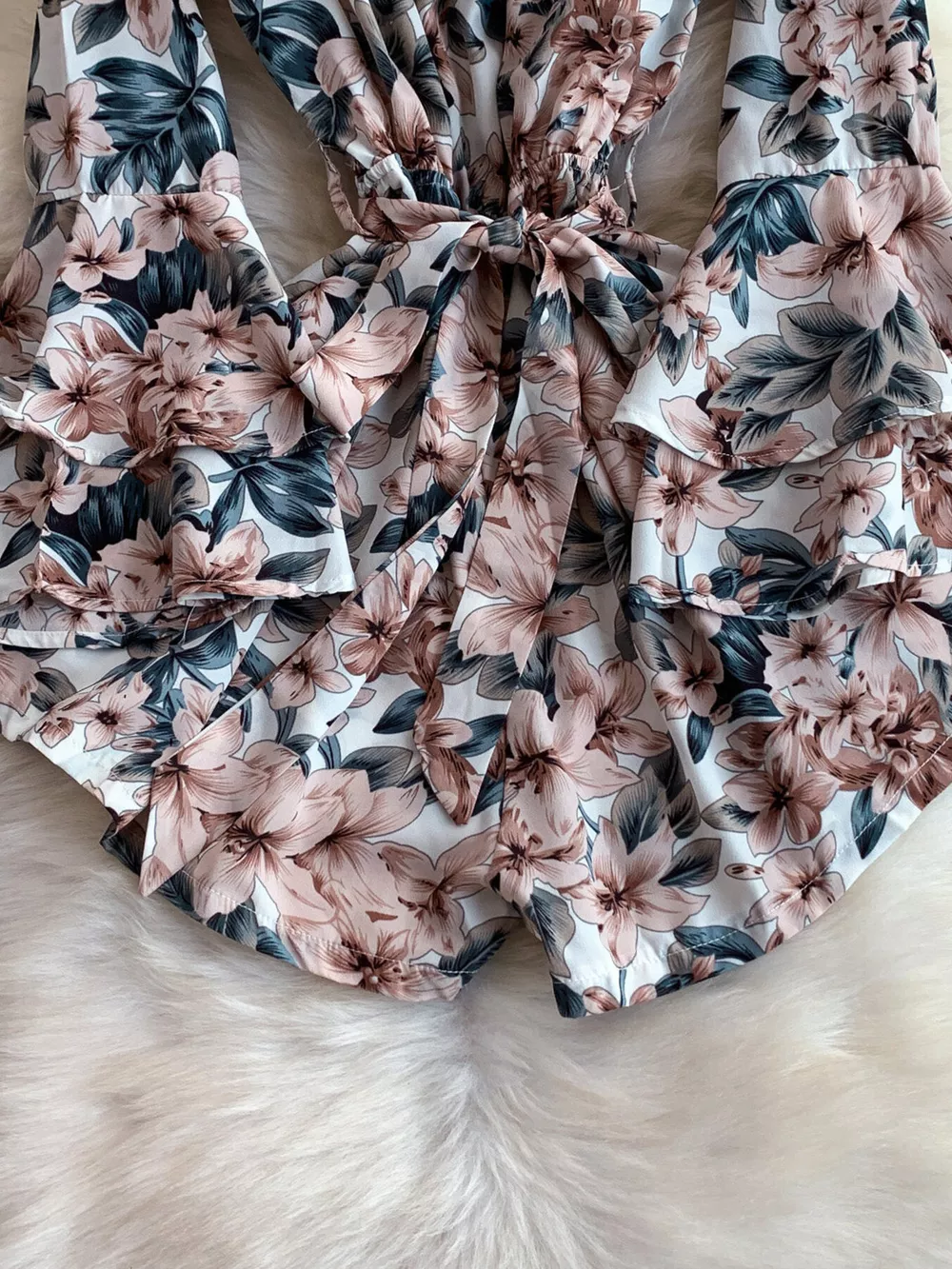 Off-Shoulder Flounce Sleeve Romper, image 16
