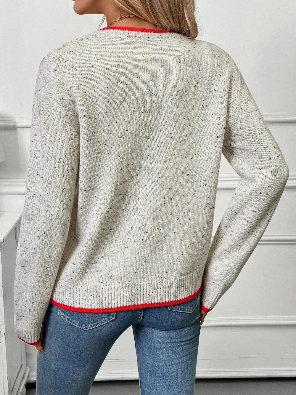 Contrast Trim Button Up Long Sleeve Cardigan, image 9