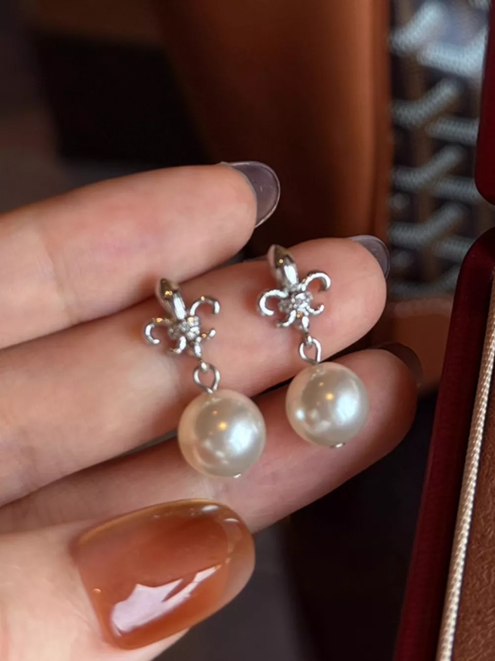 Alloy Pearl Drop Earrings, image 3