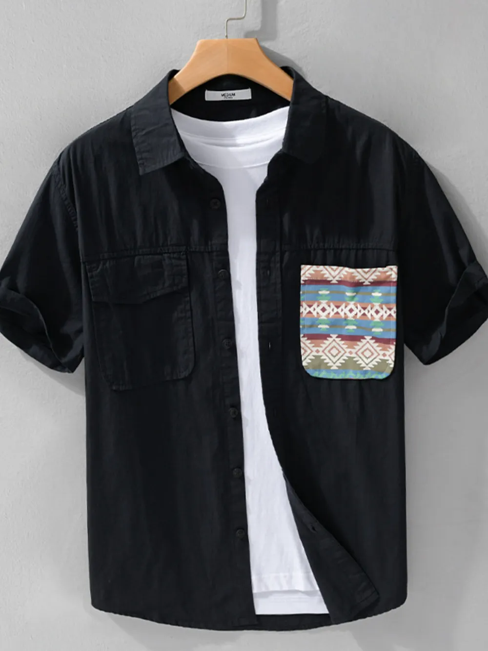 Men's Plus Size Button Up Short Sleeve Shirt