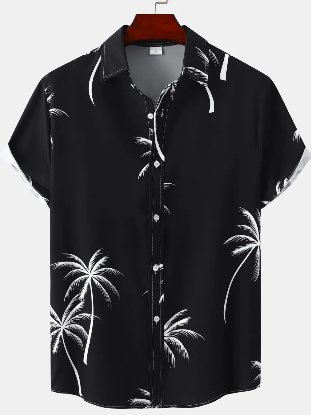 Men's Plus Size Tropical Palm Print Short Sleeve Button Down Shirt