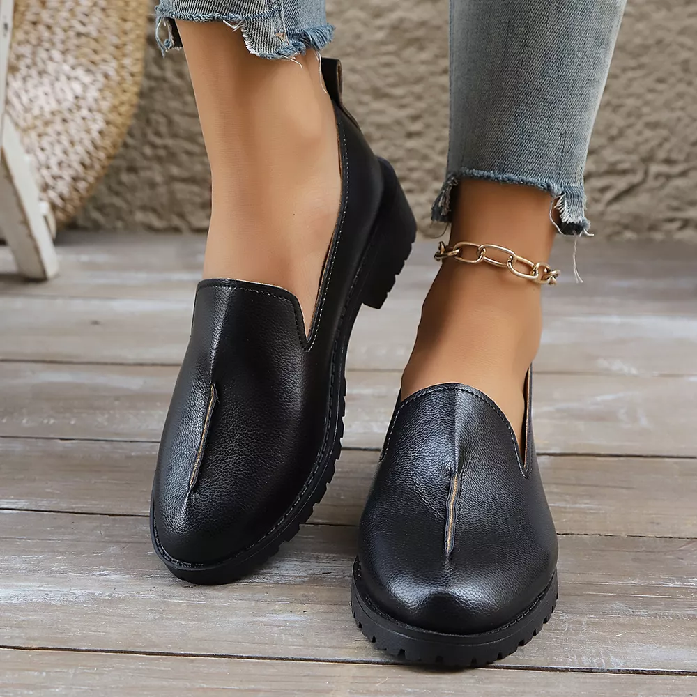 Round Toe Block Heels Loafers, image 2