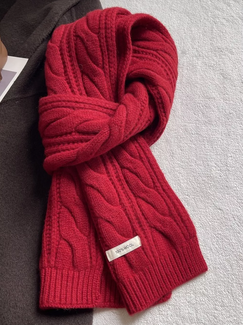 Wool Cable Knit Winter Scarf, image 10