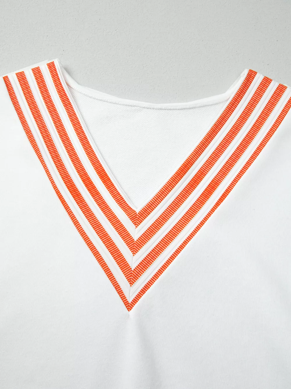 Stripe V Neck Drop Shoulder Patchwork Long Sleeve Top, image 7