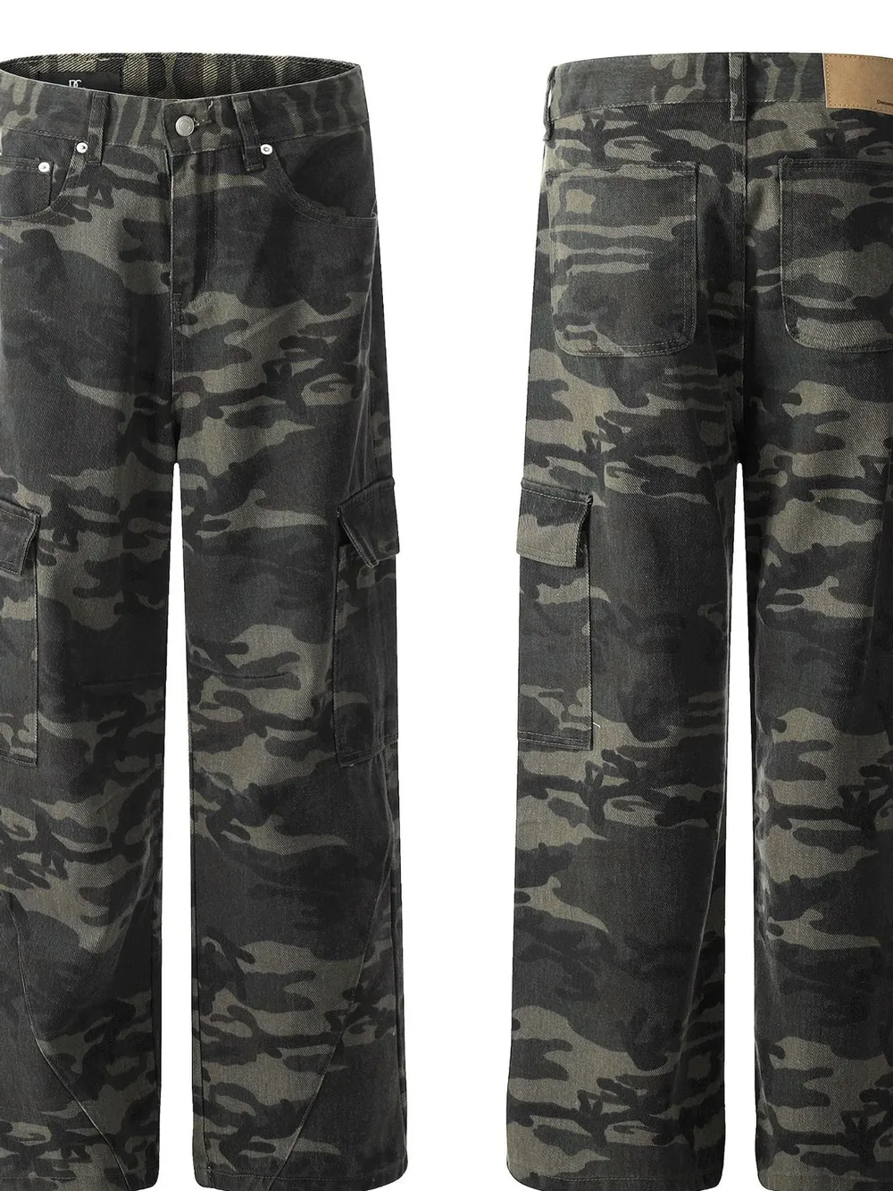 Men's Camouflage Cargo Jeans with Multiple Pockets, image 4