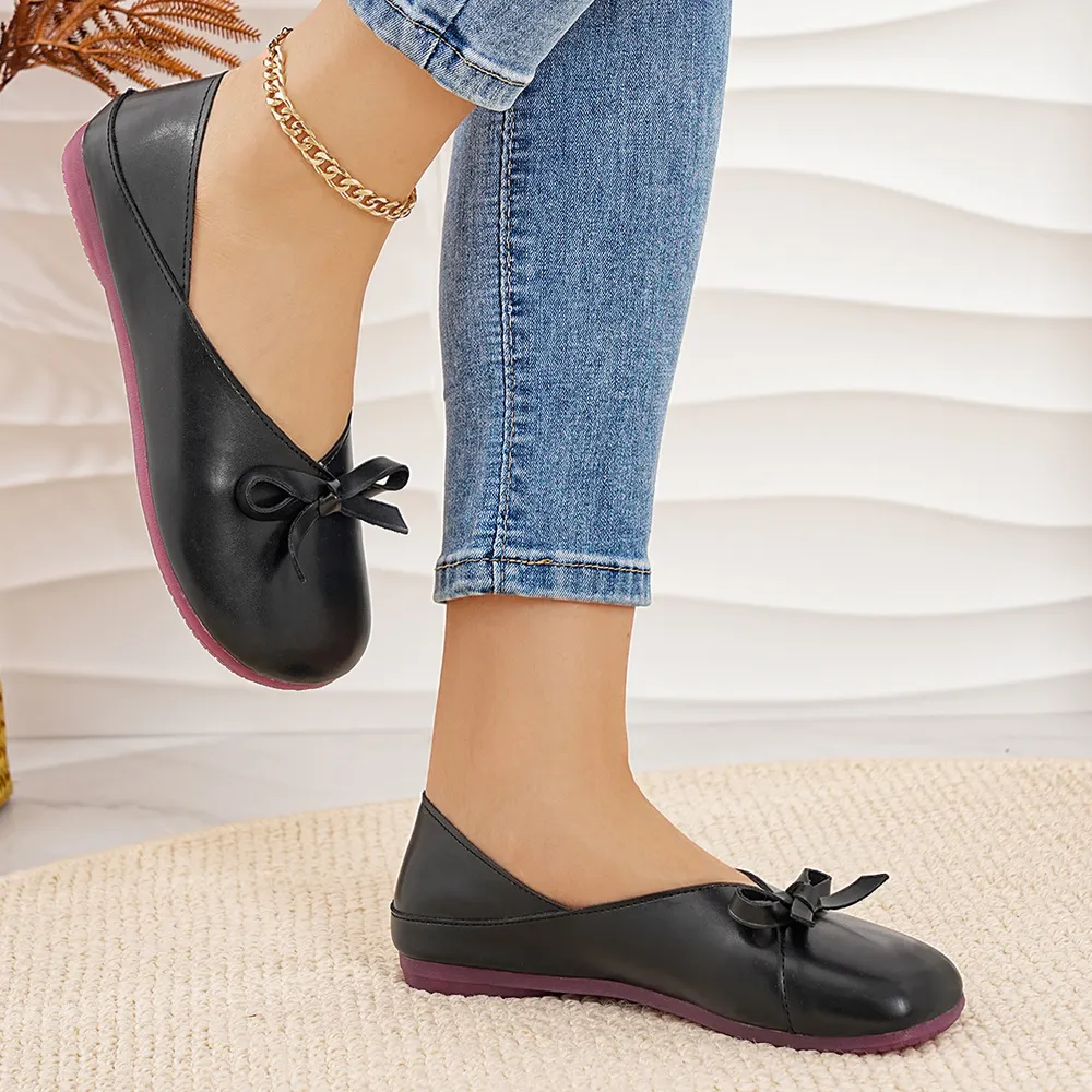Bow Round Toe Flats Slip-Ons, image 6