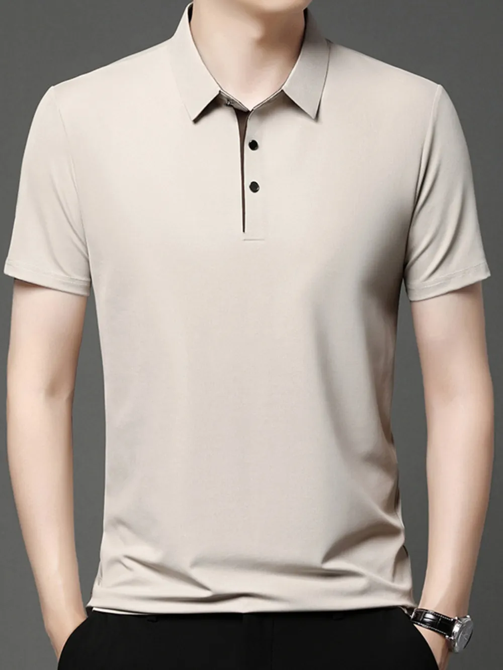 Men's Button Detail Short Sleeve Polo, image 2