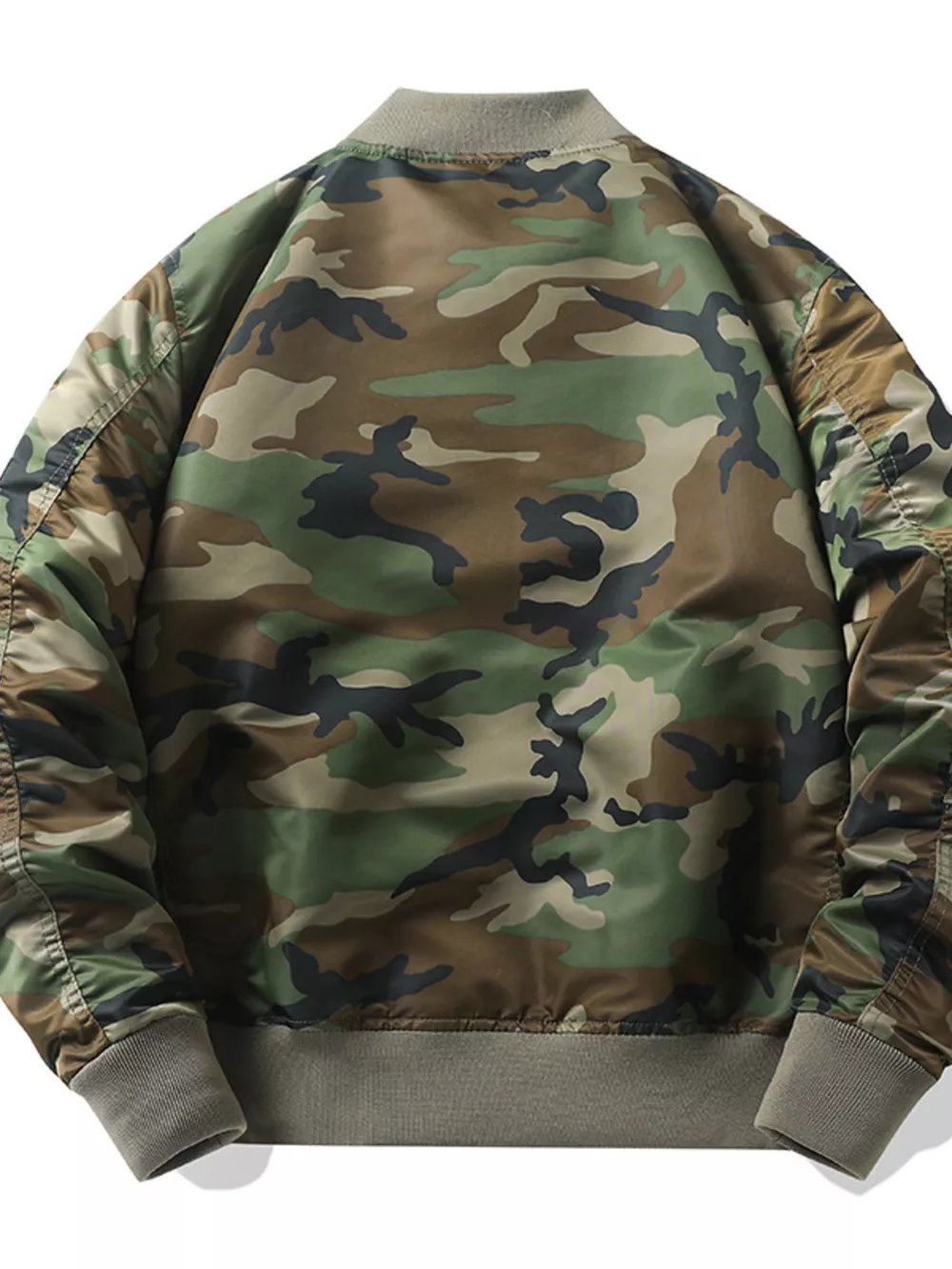Men's Plus Size Camouflage Zip Up Bomber Jacket, image 2