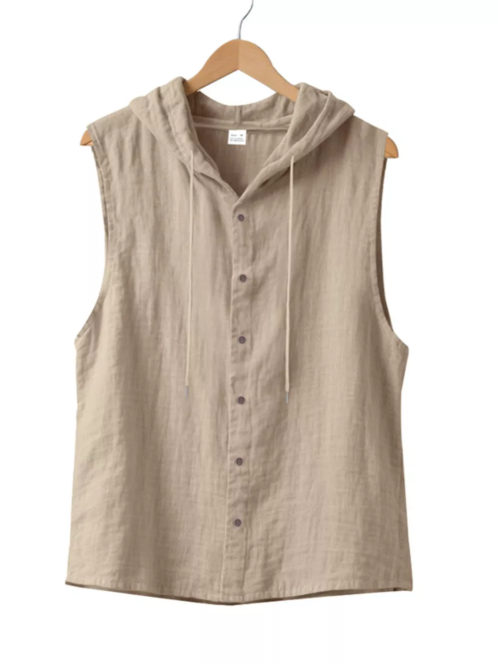 Men's Full Size Casual Sleeveless Hooded Button-Down Top Plus Size, image 14