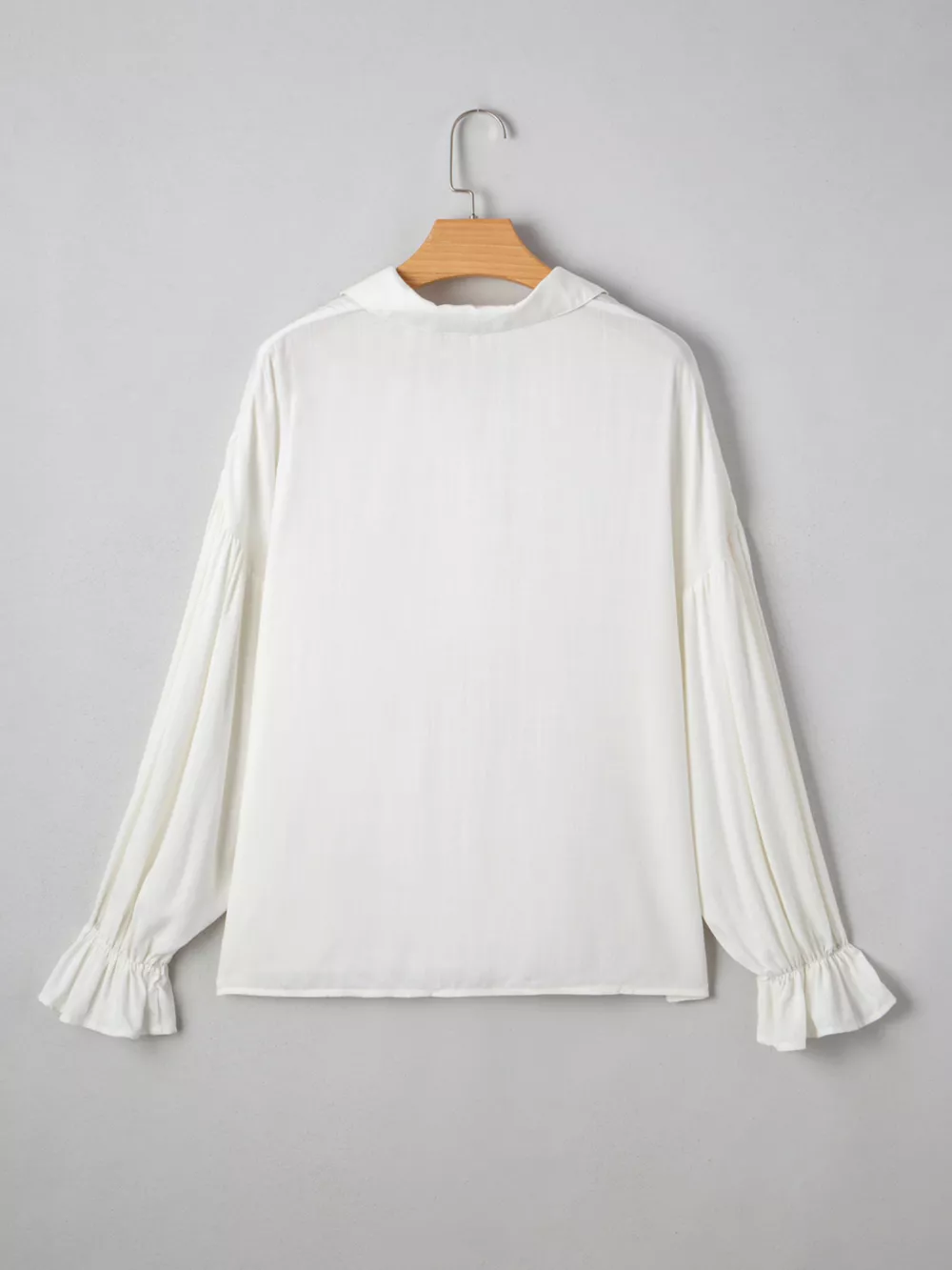 Ruffle Elastic Cuffs Puffy Long Sleeve Button Down Shirt, image 9