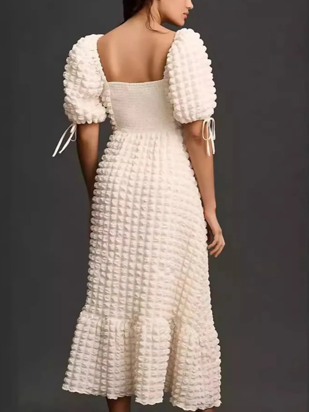 Textured Sweetheart Neck Short Sleeve Dress, image 24