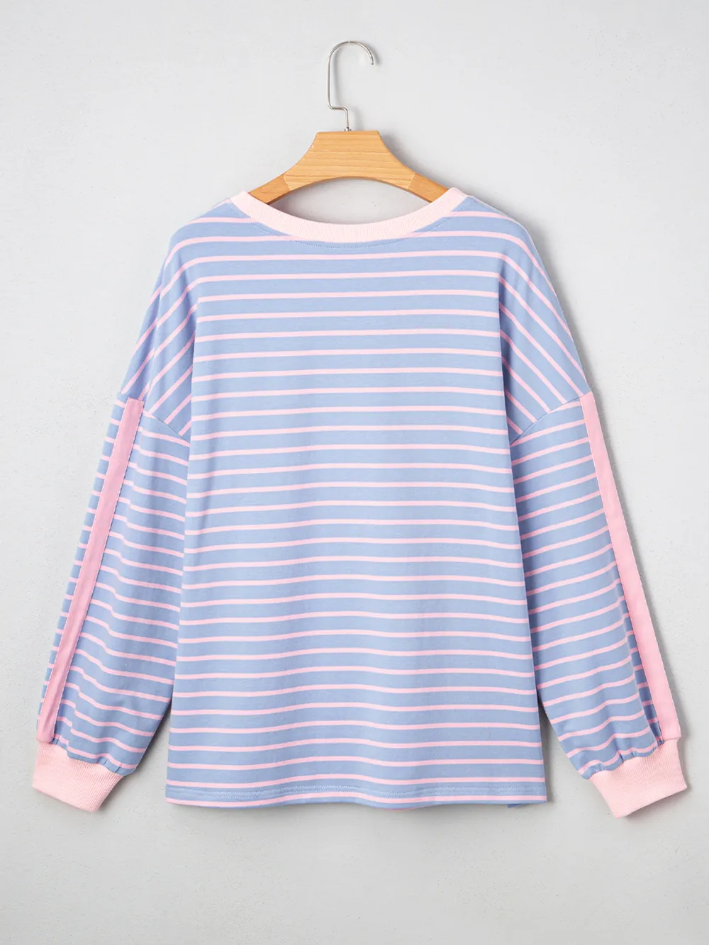 Stripe Oversize Contrast Trim Drop Shoulder Sweatshirt, image 3