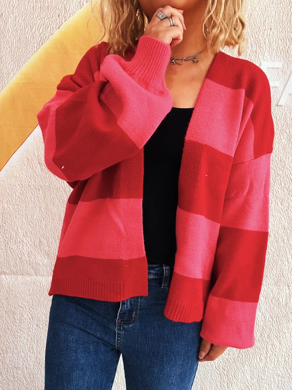 Color Block Open Front Cardigan, image 19