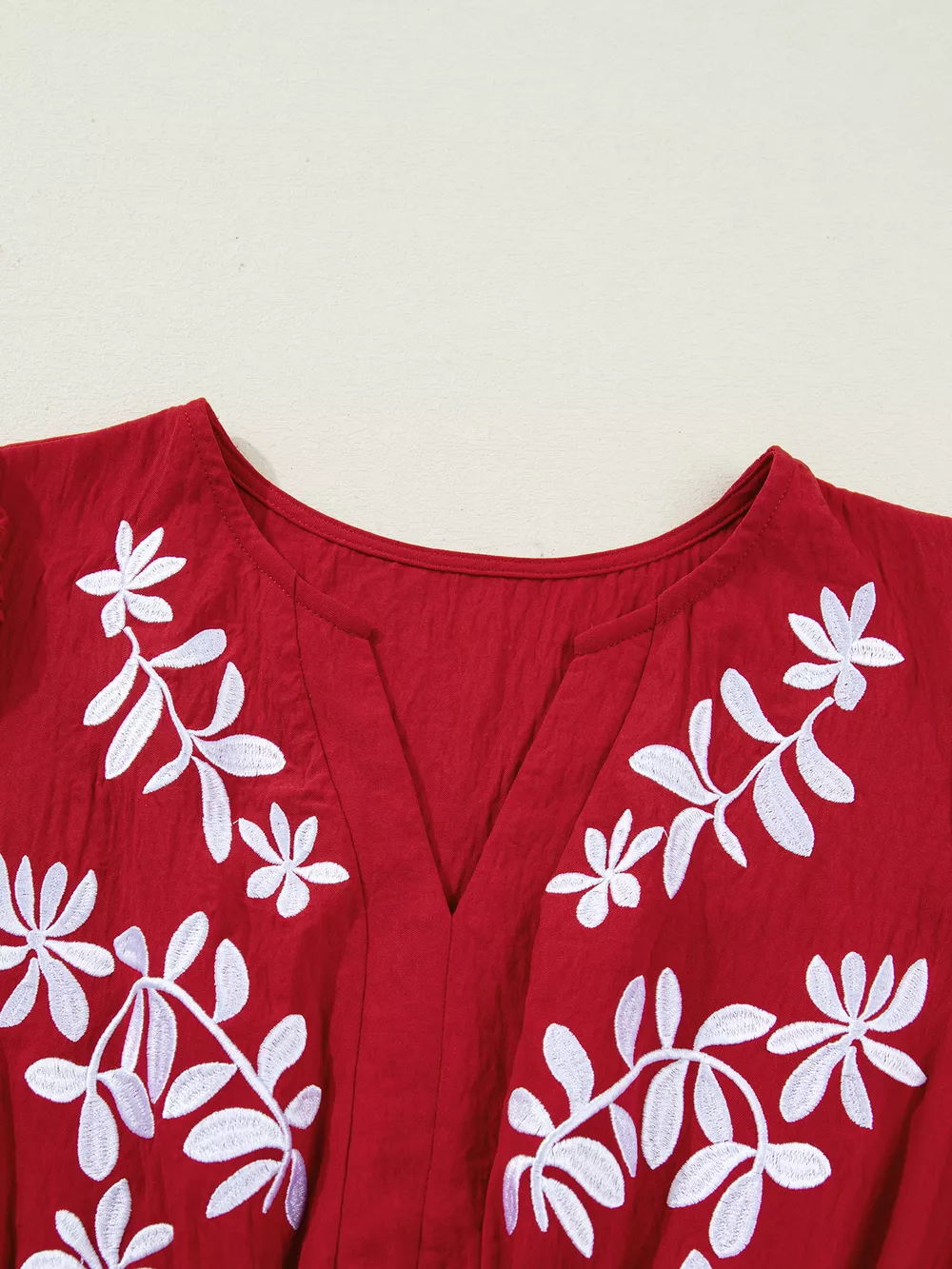 Contrast Embroidered Detail Cinched Waist Tiered Long Sleeve Maxi Dress, image 7