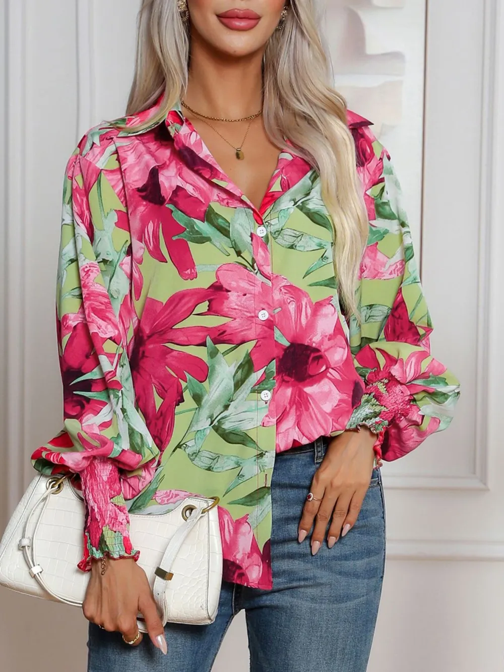 Printed Button Up Long Sleeve Shirt, image 17
