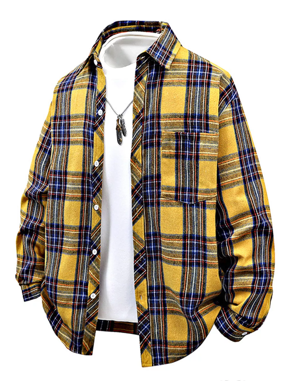 Men's Full Size Plaid Button Up Long Sleeve Shirt Plus Size, image 2