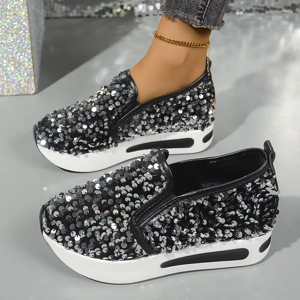 Sequin Round Toe Slip-Ons, image 2