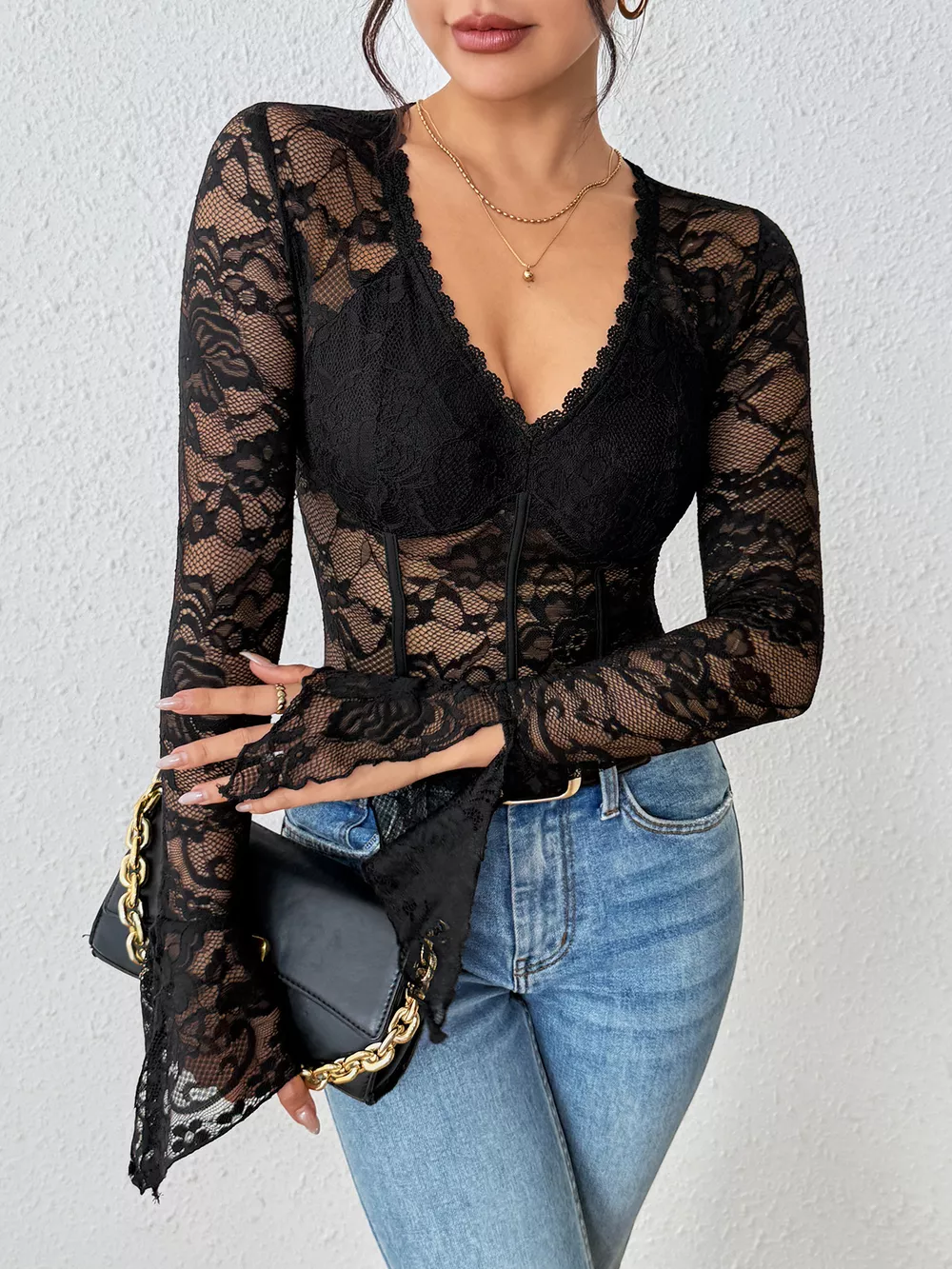 Lace Long Sleeve Bodysuit, image 6