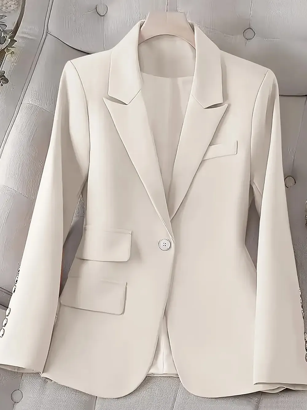 Single-Button Long Sleeve Blazer, image 12