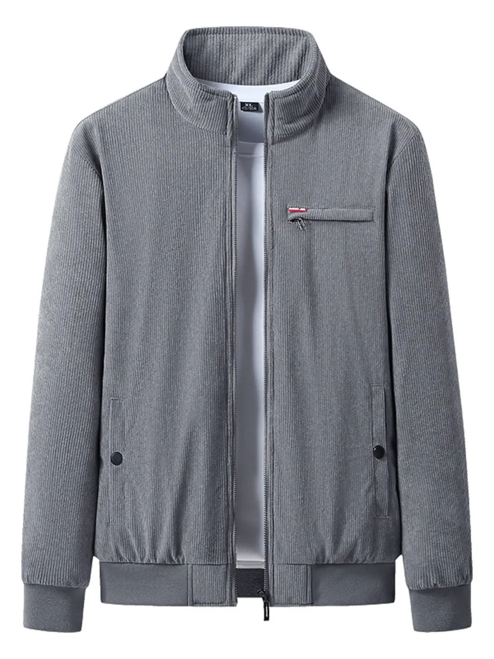 Men's Plus Size Full-Zip Bomber Corduroy Jacket with Sherpa Lining, image 2