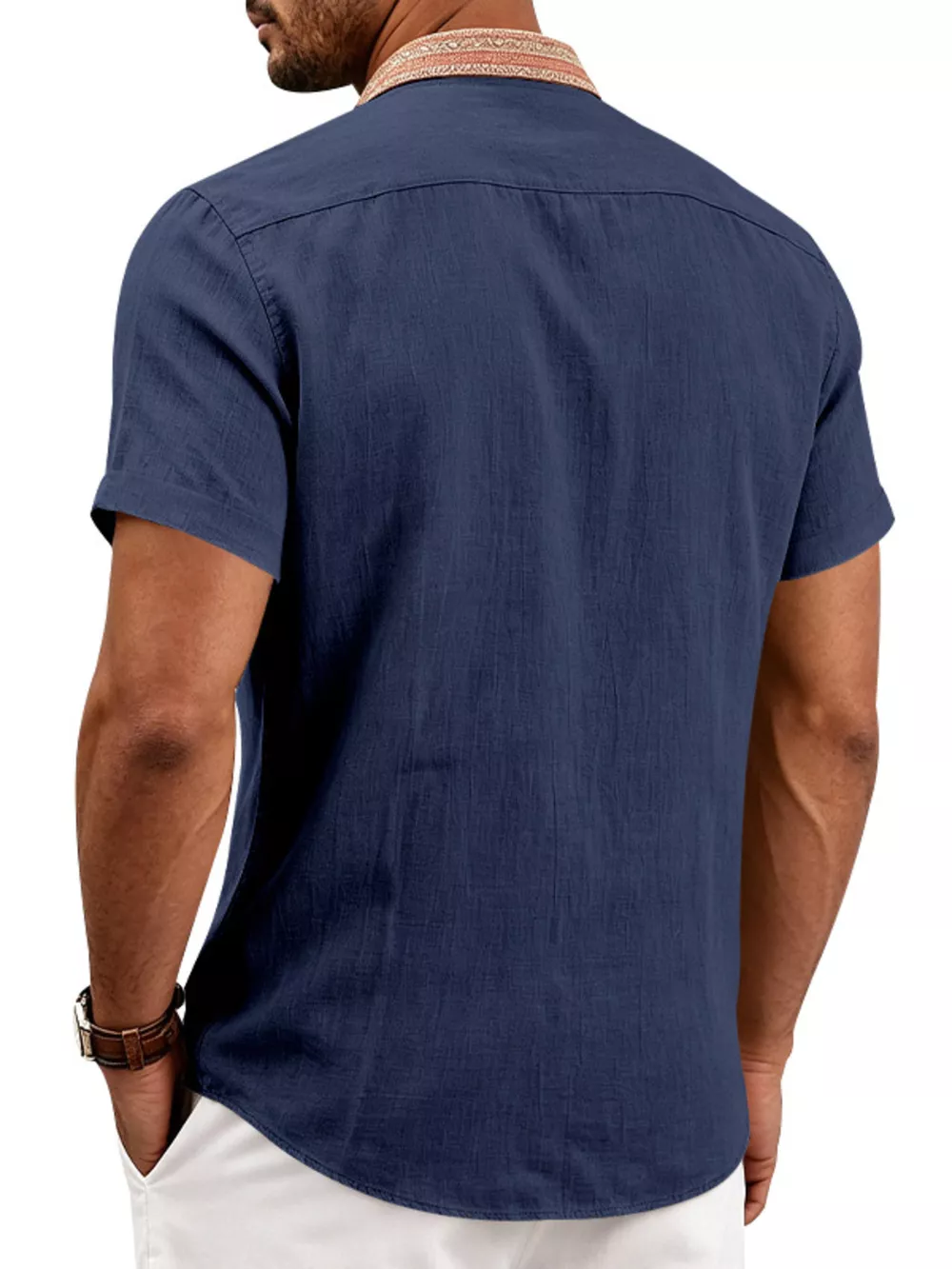 Men's Full Size Casual Short Sleeve Linen Shirt Plus Size, image 8