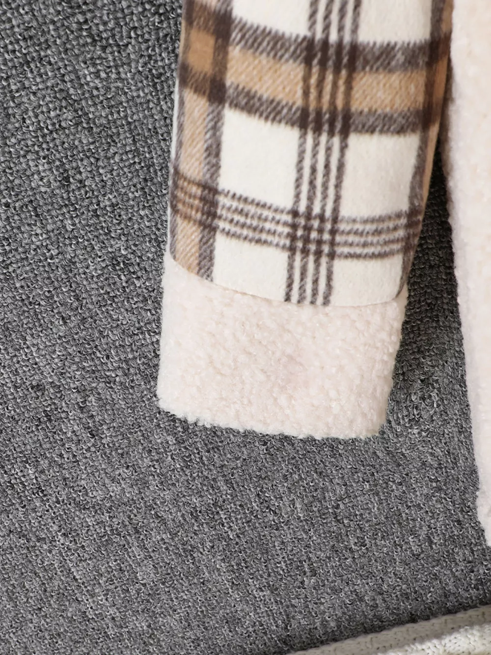 Children's Cozy Plaid Sleeve Fleece Jacket, image 6
