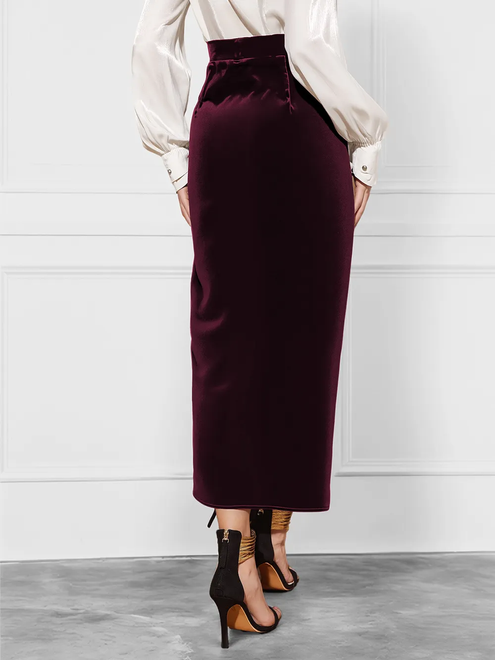 Side Tied Velvet Skirt, image 8