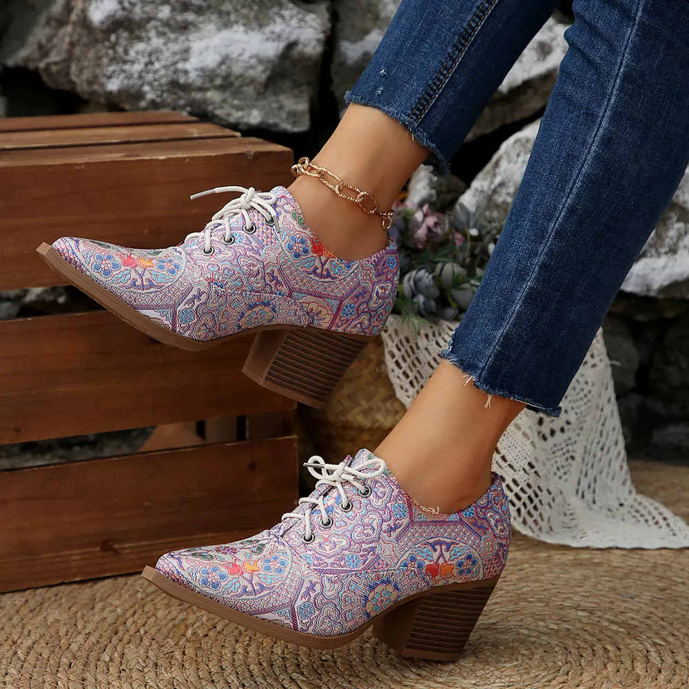 Point Toe Block Heels Ankle Boots, image 20