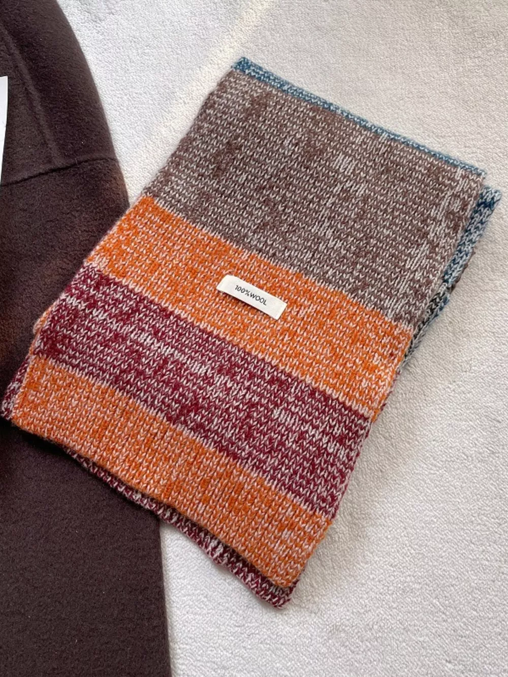 100% Wool Color Block Knitted Scarf, image 2