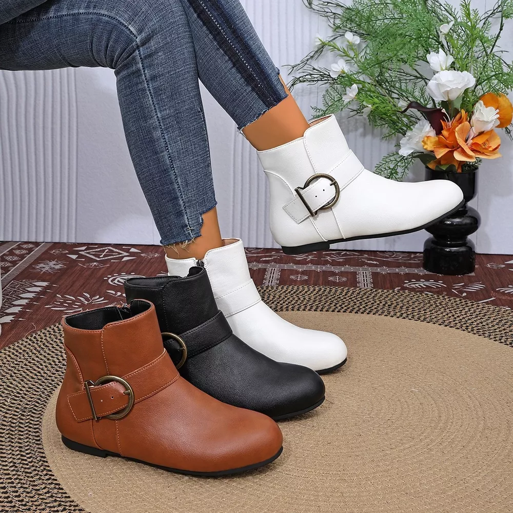Round Toe Ankle Boots, image 2