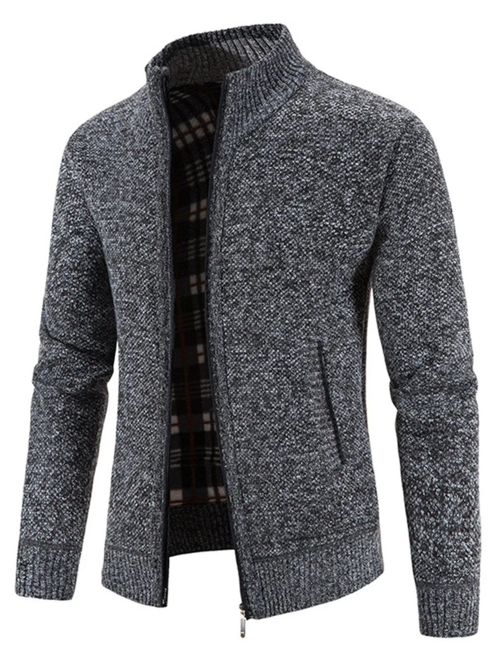 Men's Plus Size Zip-Up Long Sleeve Cardigan, image 8