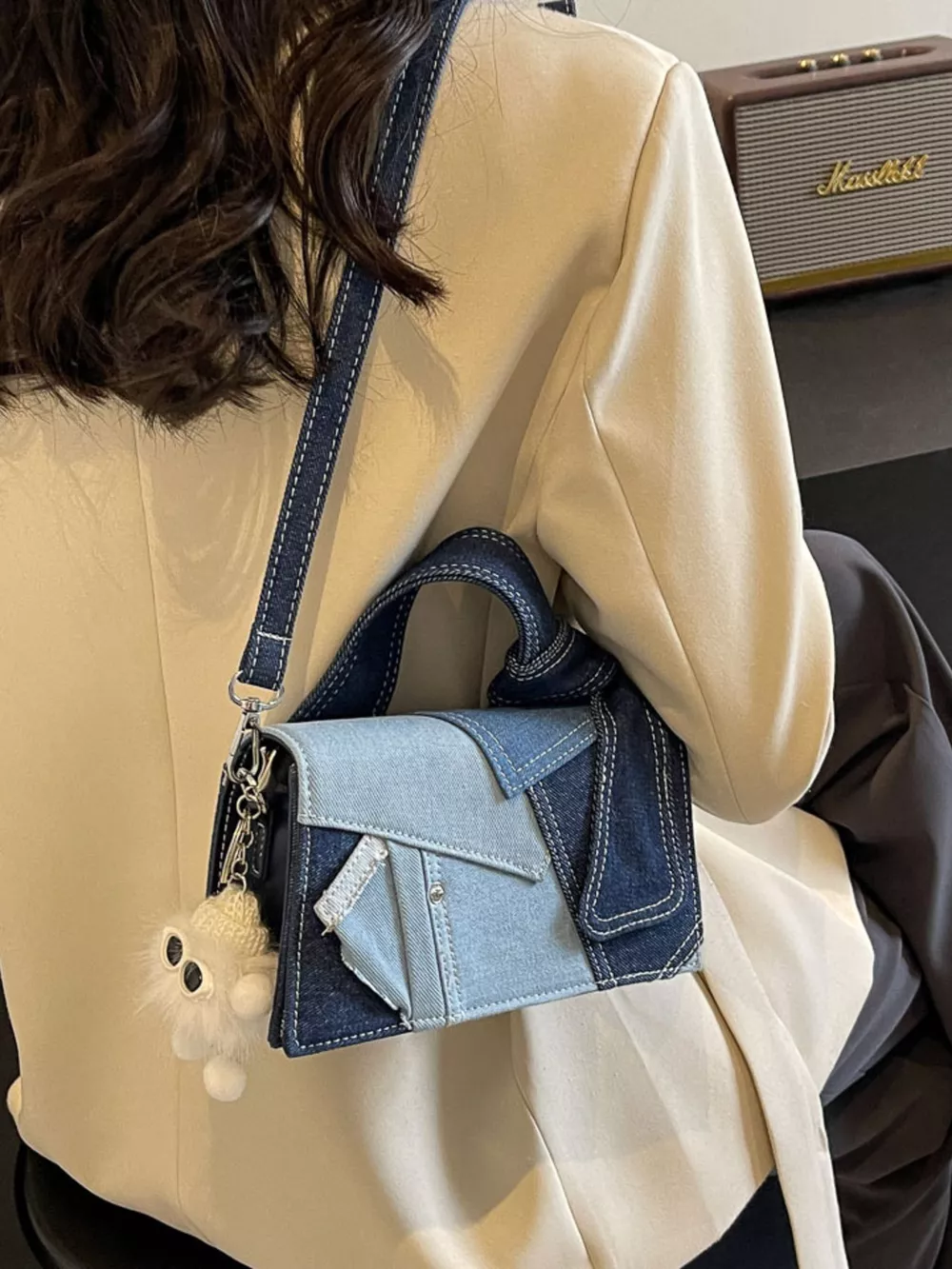 Denim Patchwork Crossbody Bag, image 8