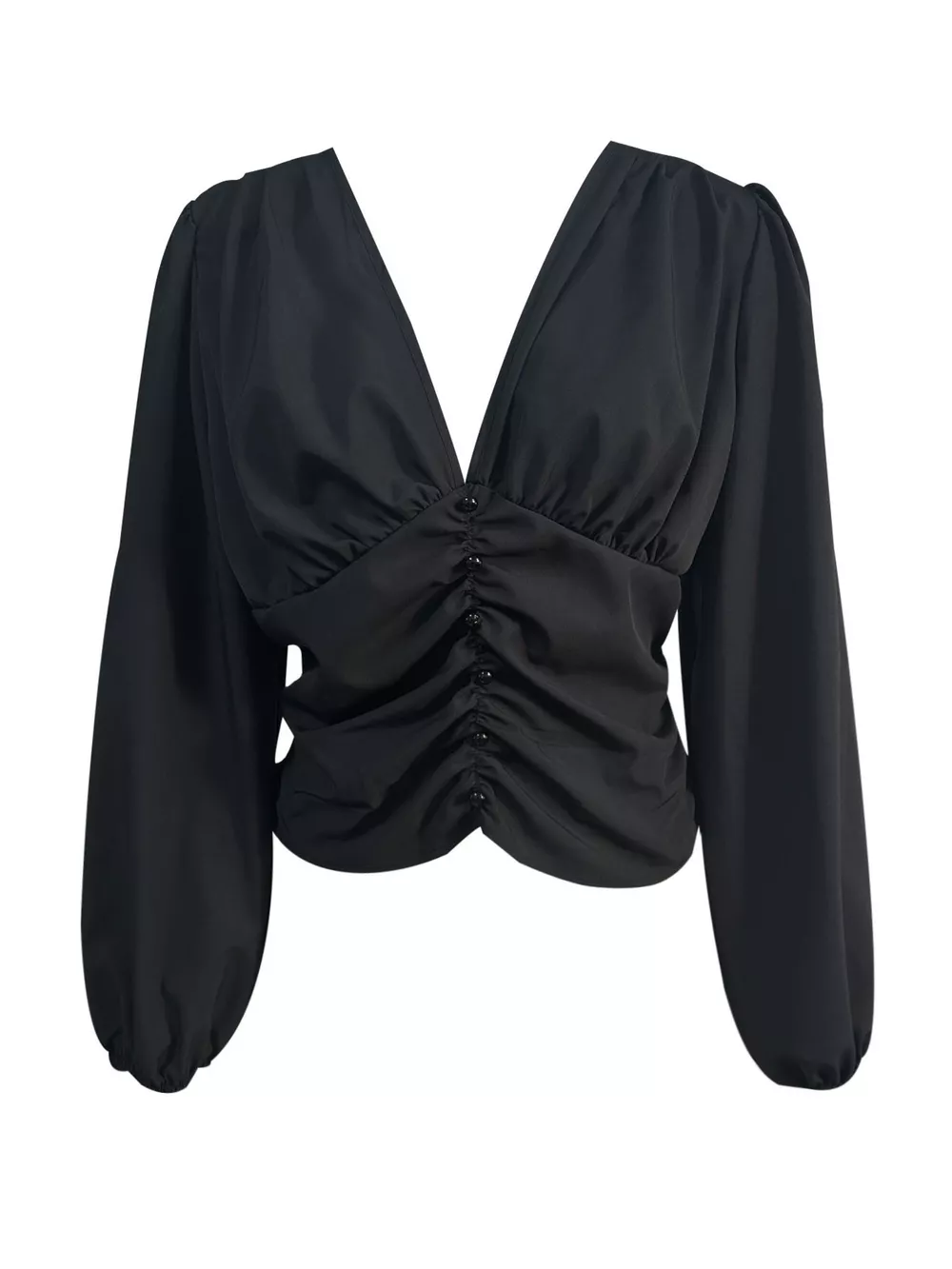 V-Neck Ruched Long Sleeve Blouse, image 6